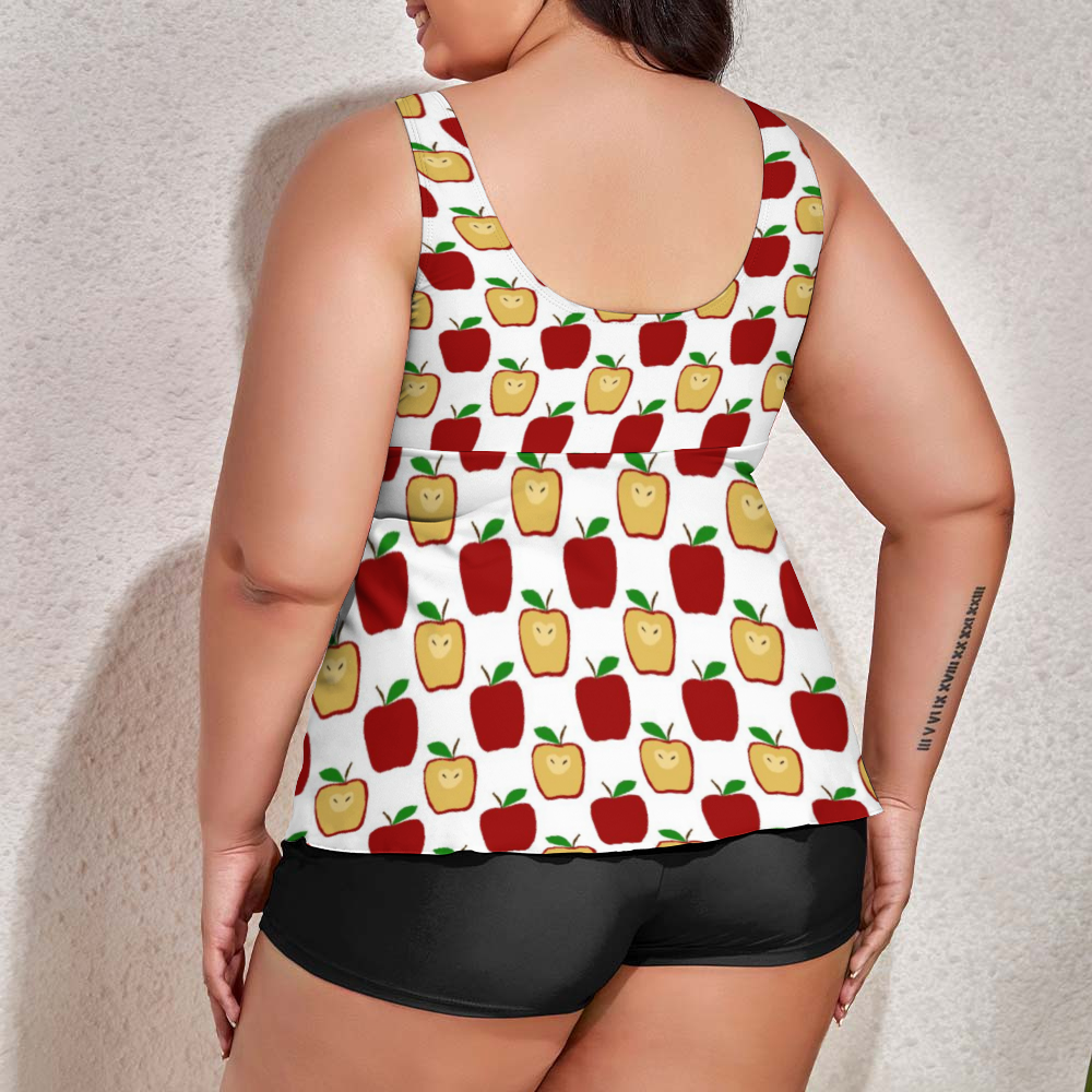 Apple Polkadots Custom Women's Plus Size Two Piece Swimsuit Stylish Swimwear