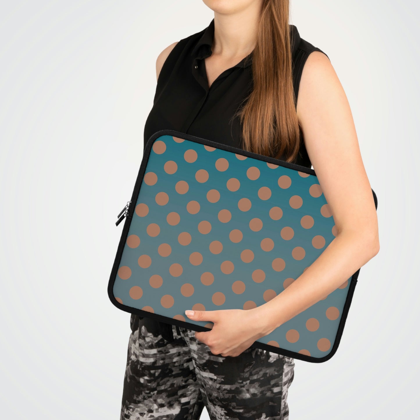 Denim and Brown Polkadots Laptop Sleeve