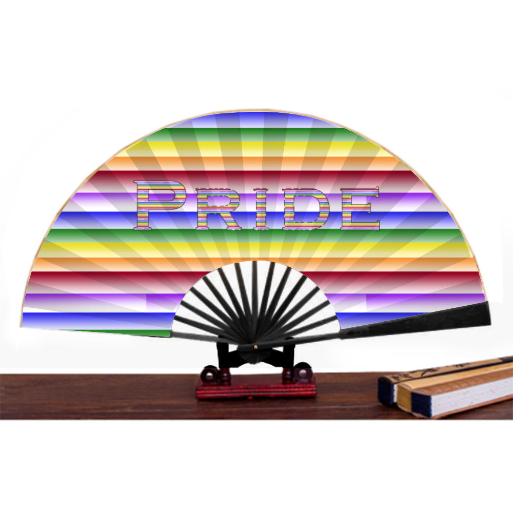 Pride LGBTQ Double-side Custom Spun Silk Fan Retro Hand-held Folding Fan
