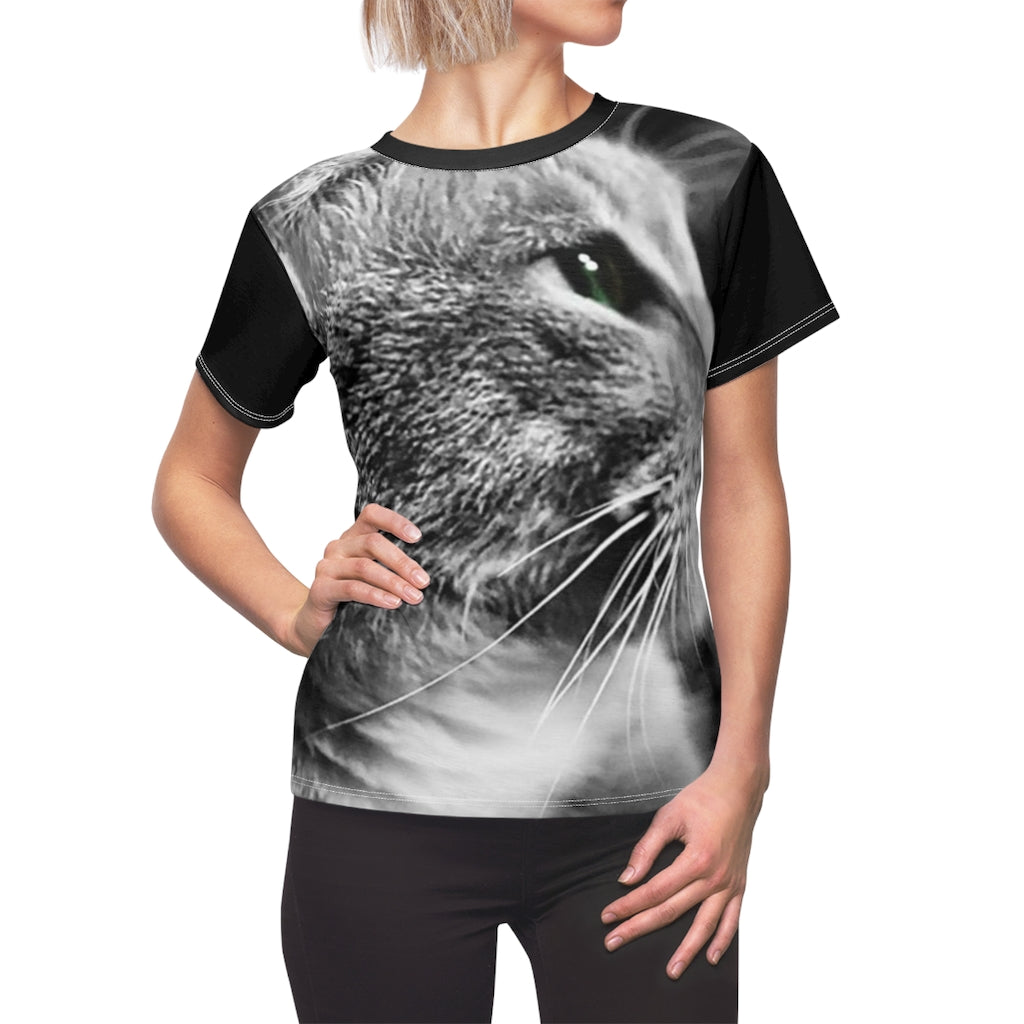 Marley Cat In Black and White Women's AOP Cut & Sew Tee