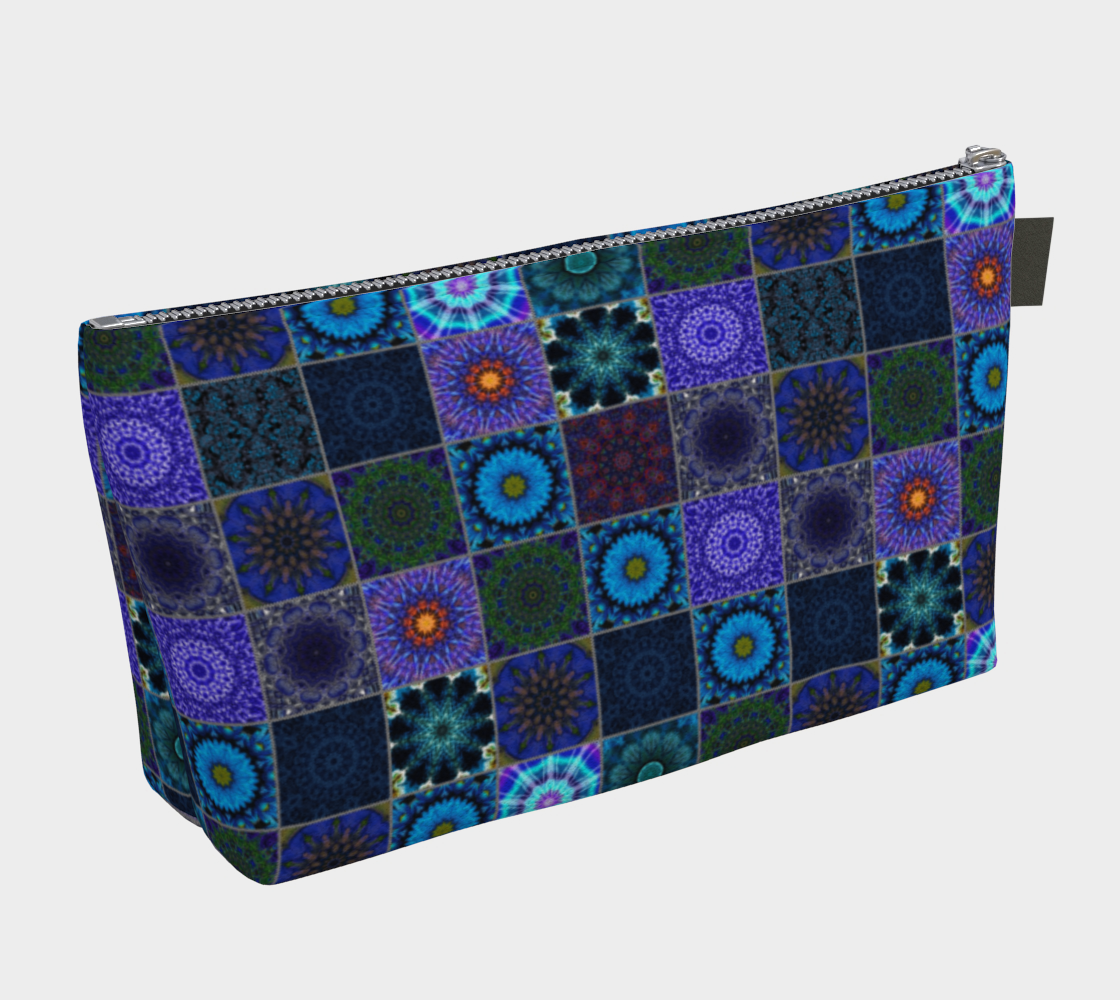 Blue Crazy Quilt Makeup Bag