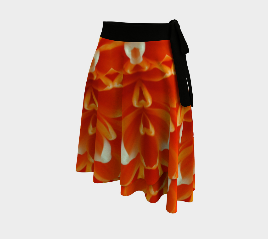 Orange Flower Petals Kaleidoscope Wrap Skirt