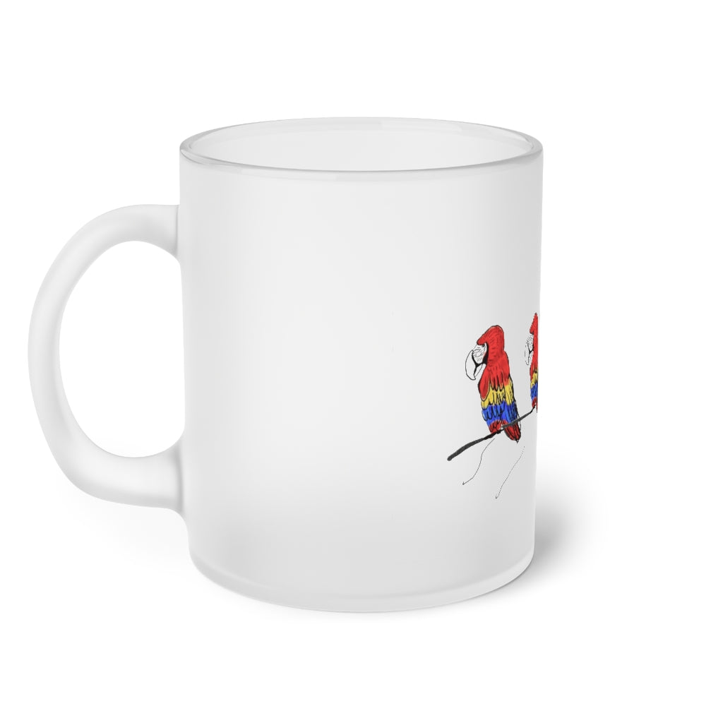 Parrots On The Tree Frosted Glass Mug