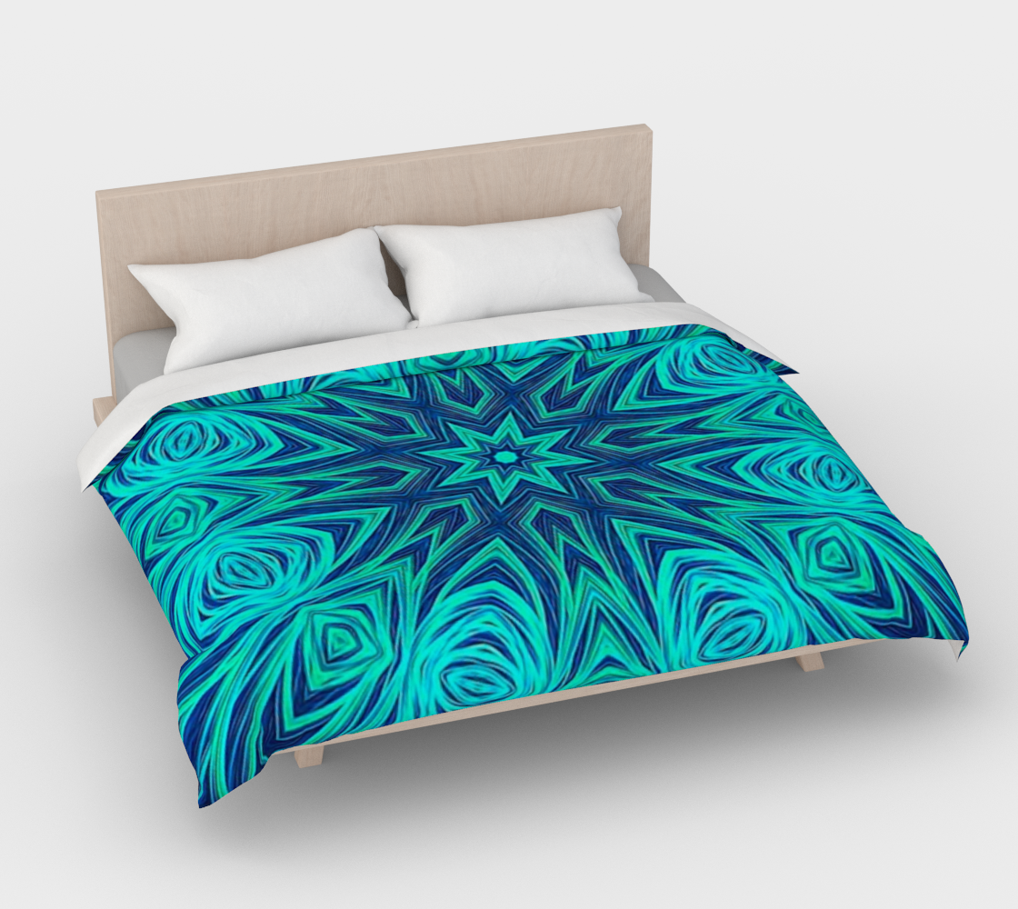 Blue Ice Fractal Kaleidoscope Duvet Cover