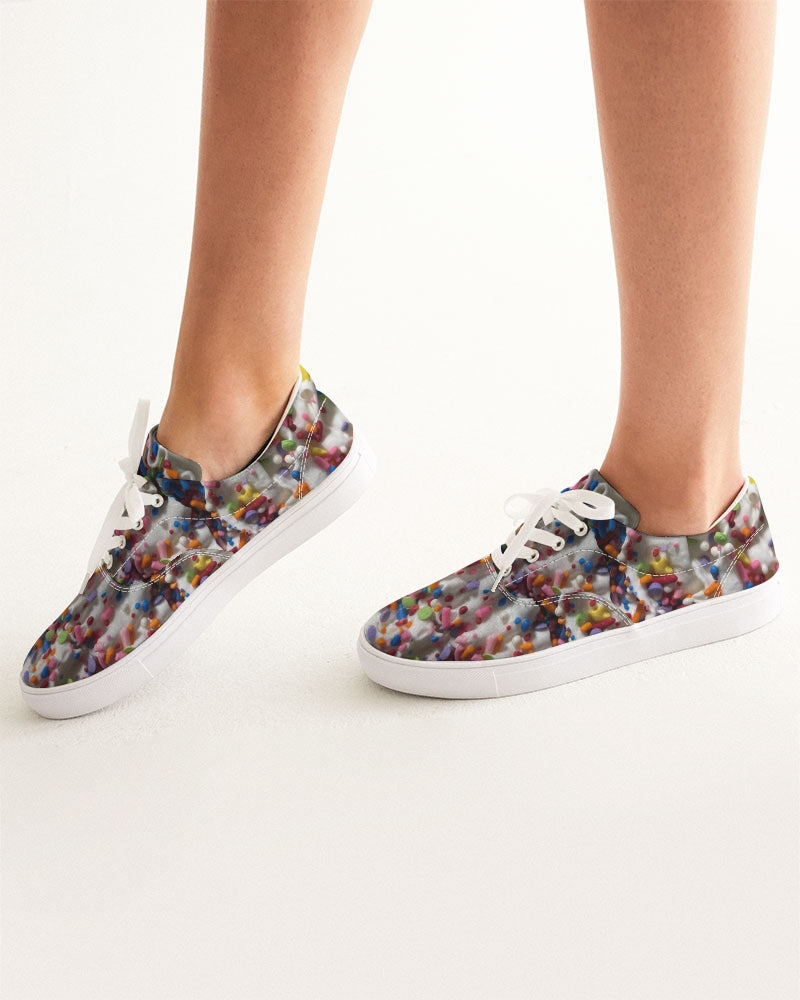 Rainbow Sprinkles On Whipped Cream Women's Lace Up Canvas Shoe