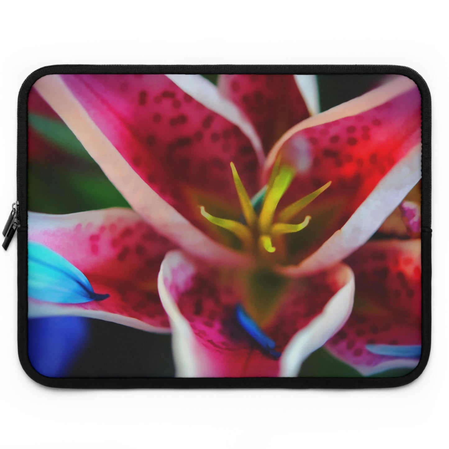 Blue Petals On a Pink and White Lily Laptop Sleeve