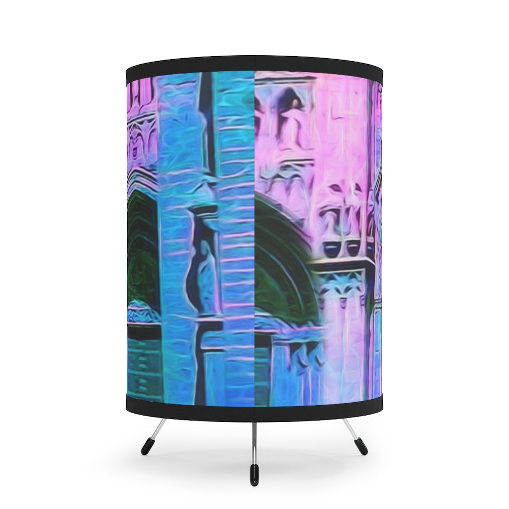 Cathedral Doors In Pink and Blue Tripod Lamp with High-Res Printed Shade, US\CA plug