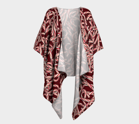 Candy Cane Collage Draped Kimono Jacket