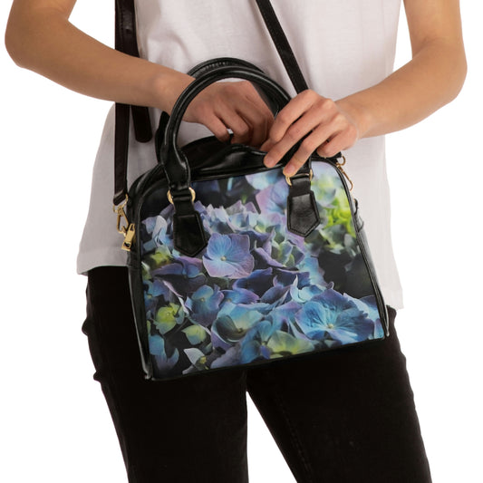 Blue and Purple Hydrangea Shoulder Handbag
