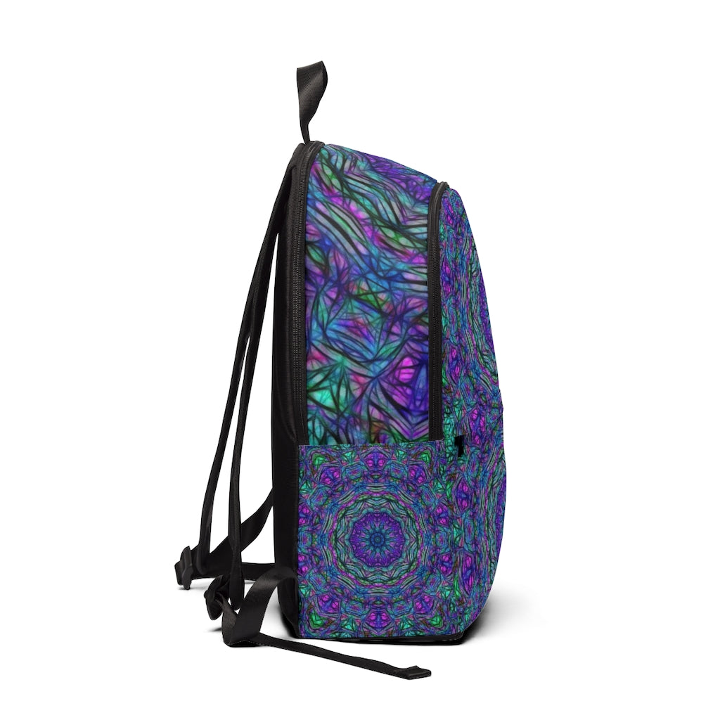 Blue Green Purple Kaleidoscope Unisex Fabric Backpack