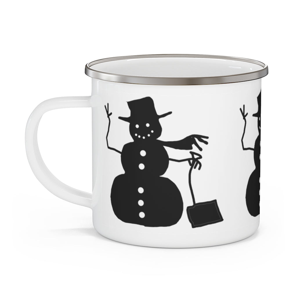 Waving Snowman Enamel Camping Mug