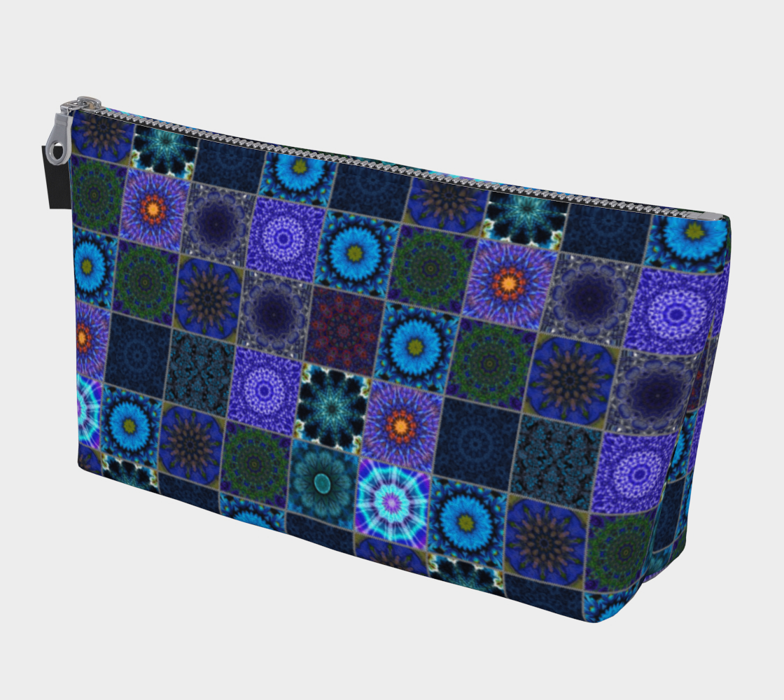 Blue Crazy Quilt Makeup Bag