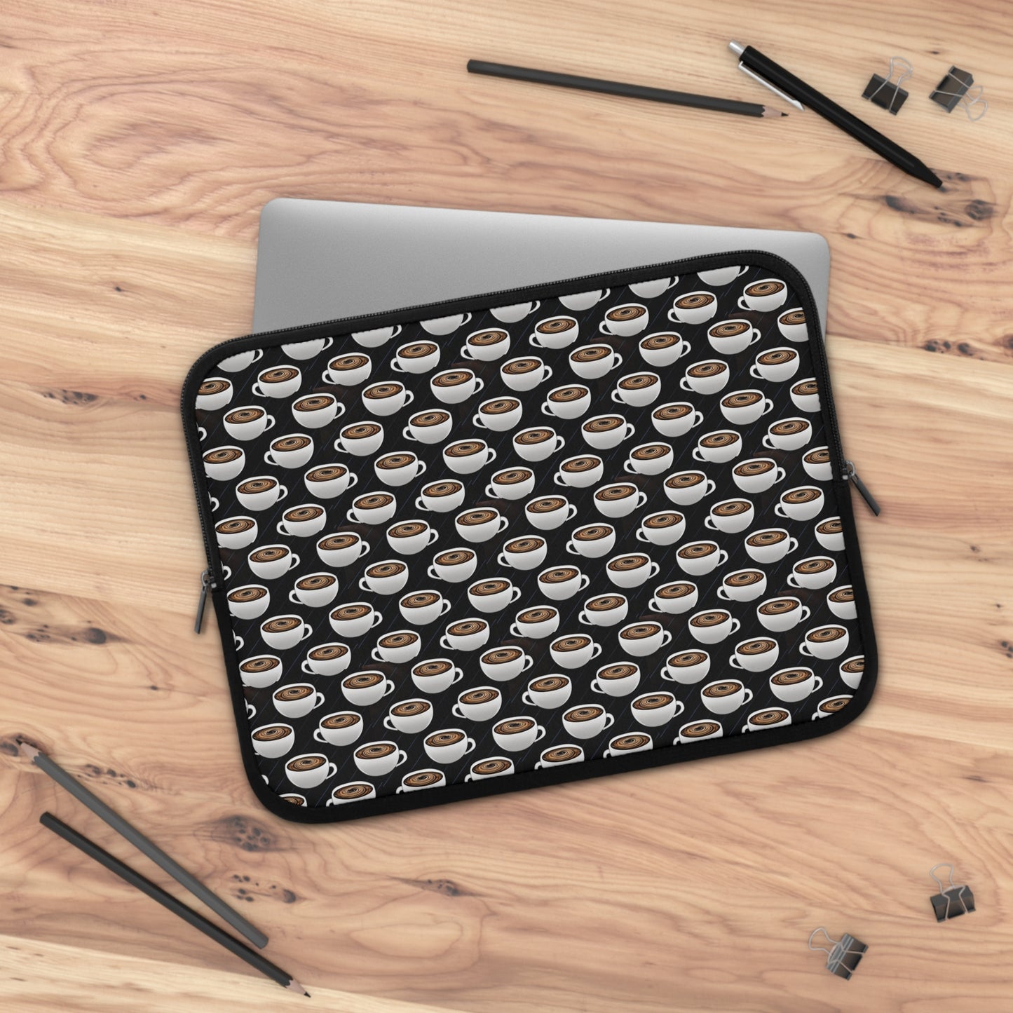 Coffee Cups Pattern Laptop Sleeve