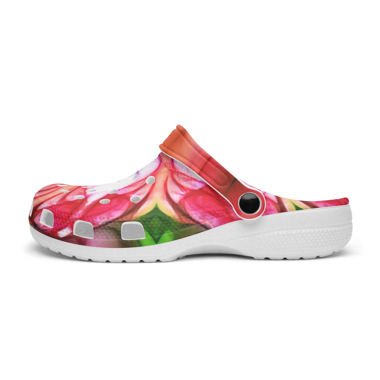 Peachy pink Flower Kaleidoscope 413. All Over Printed Clogs