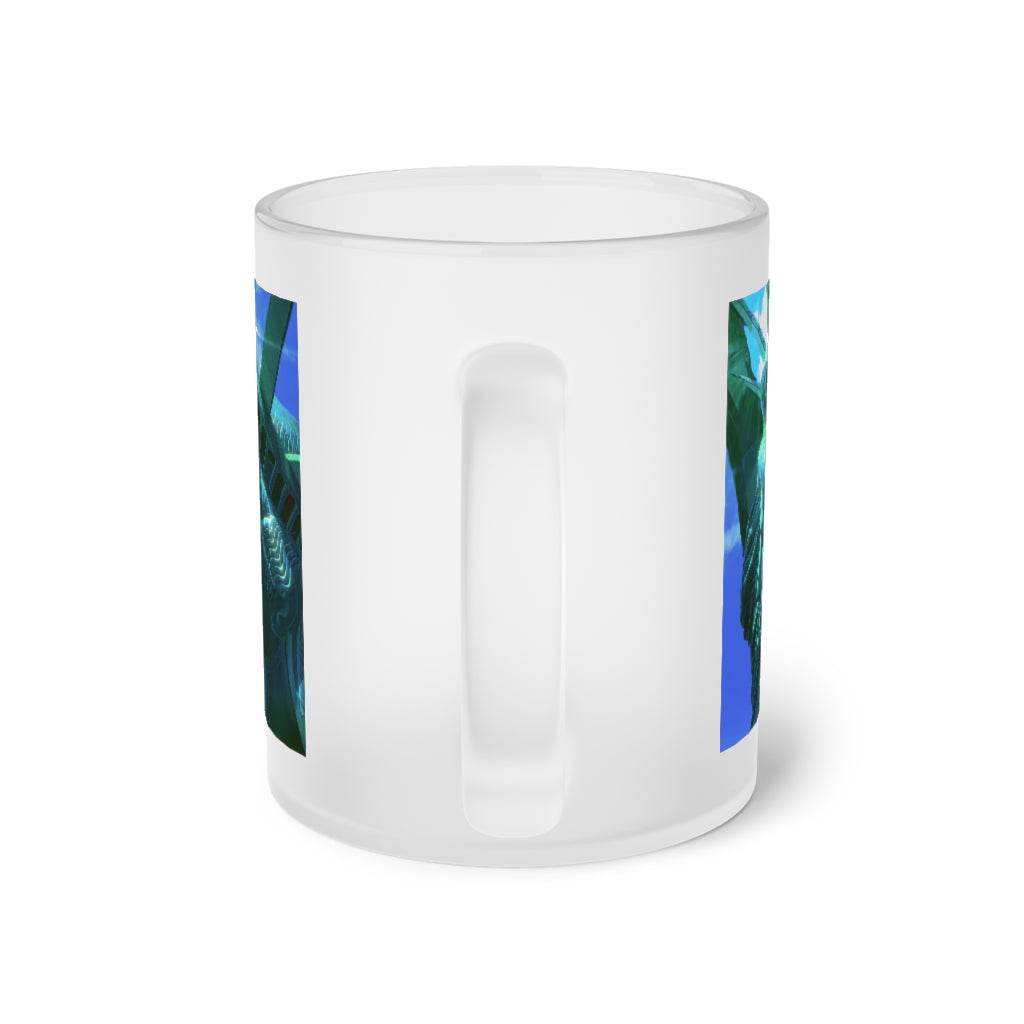 Statue Of Liberty Head In The Sun Frosted Glass Mug