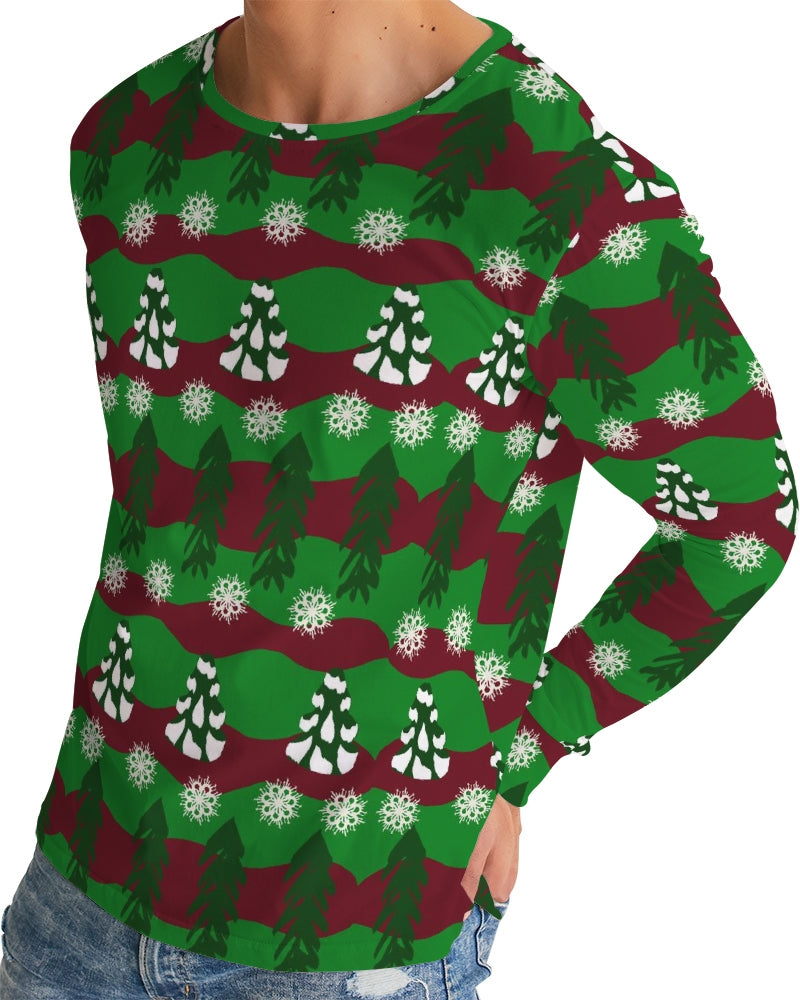 Snowy Evergreen Pattern Men's Long Sleeve Tee