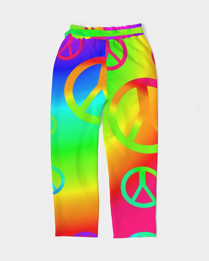 Rainbow Peace Signs Women's Belted Tapered Pants