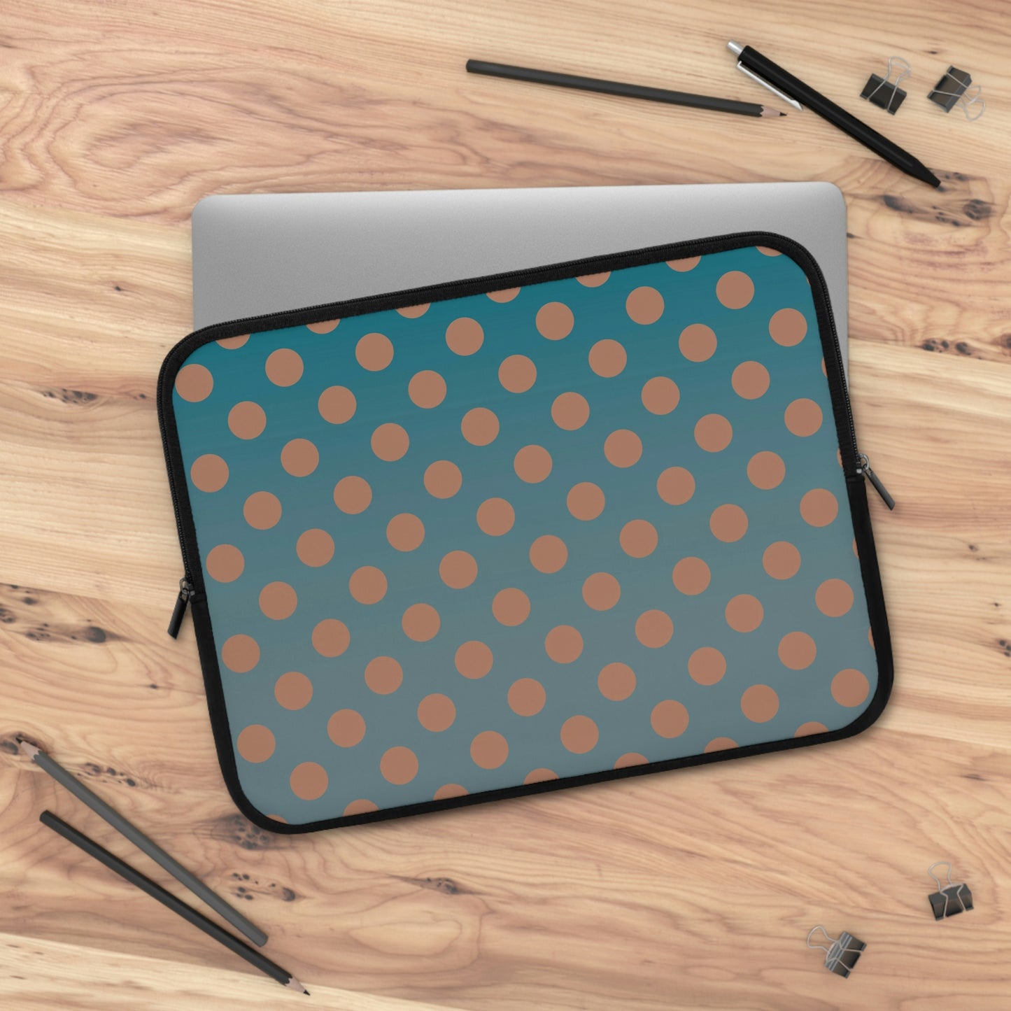 Denim and Brown Polkadots Laptop Sleeve