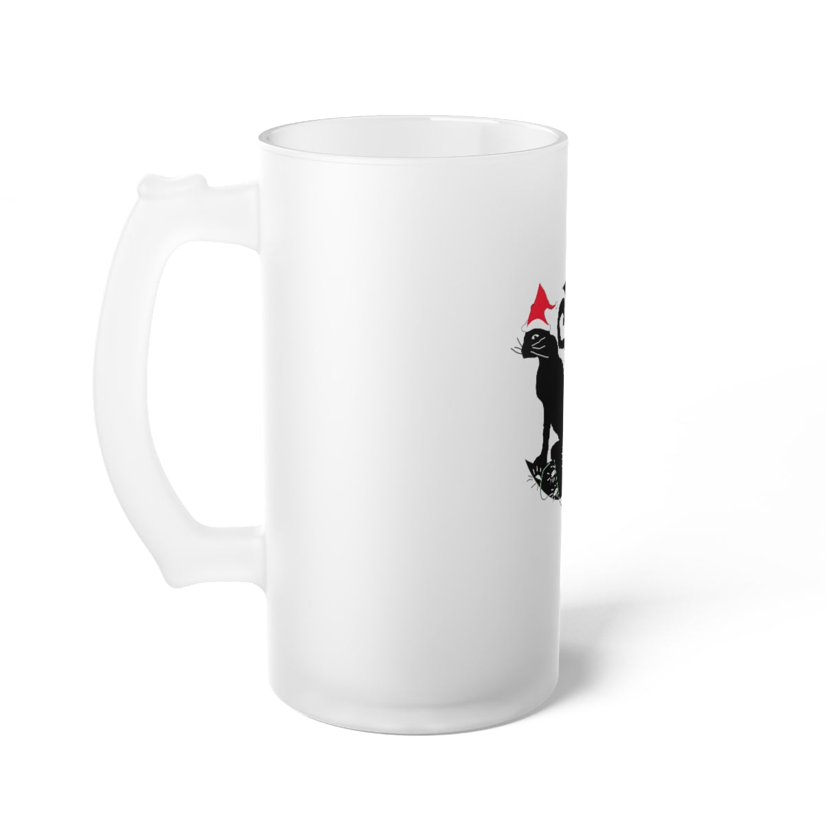 Christmas Cat On The Moon Frosted Glass Beer Mug