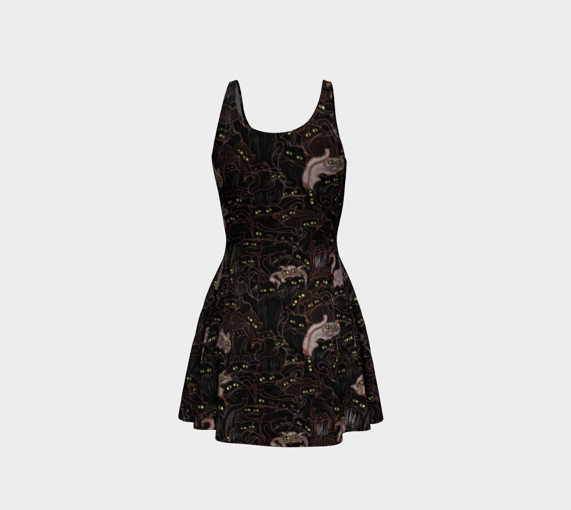 Black Cats Flare Dress