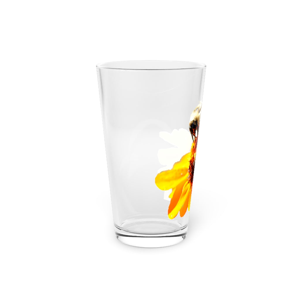 Bee On a Flower Pint Glass, 16oz