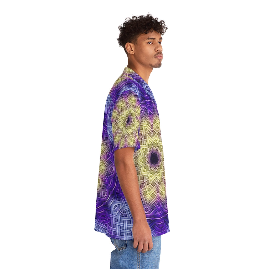 Purple Celtic Knot Kaleidoscope Men's Hawaiian Shirt (AOP)