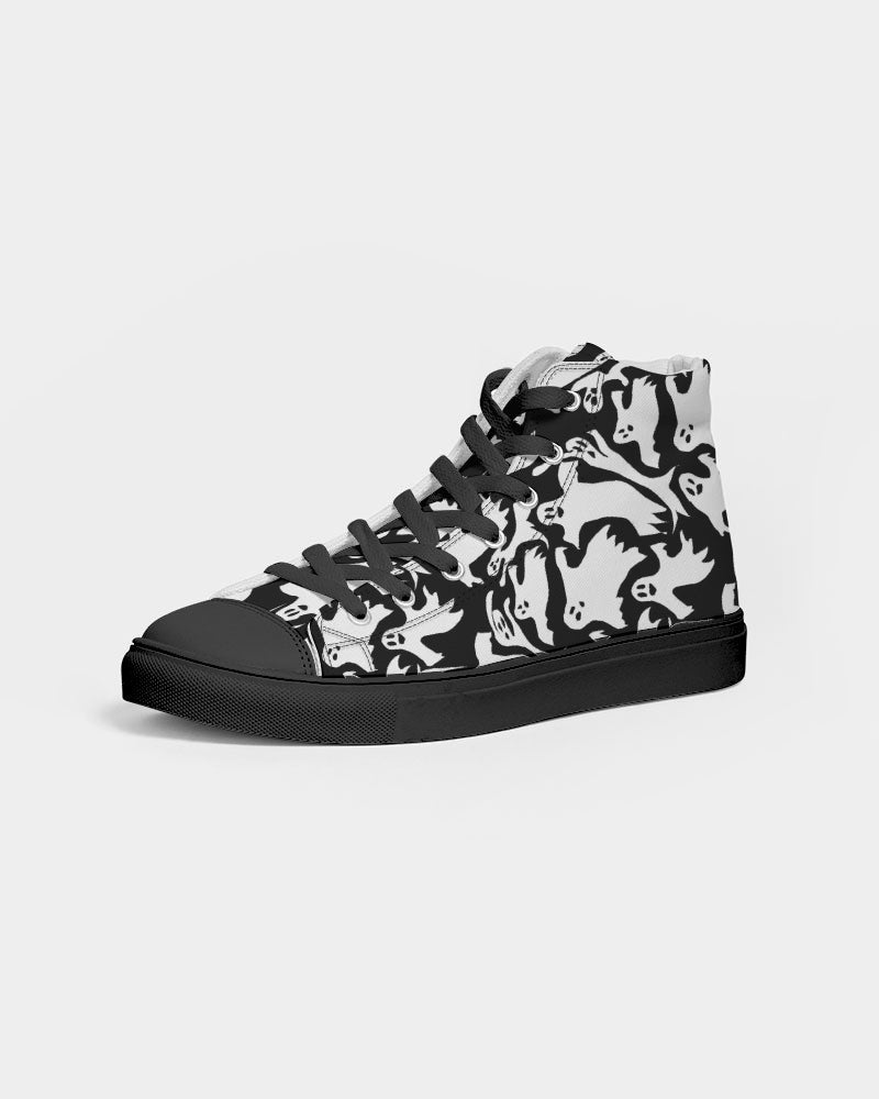 Ghosts Pattern Men's Hightop Canvas Shoe - Black