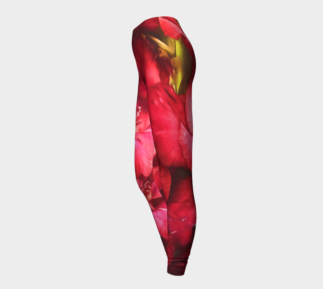 Red Gladiolas on Black Leggings