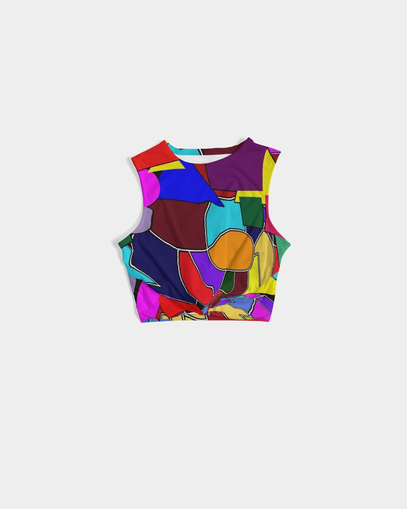 Crazy Color Abstract Women's Twist-Front Tank