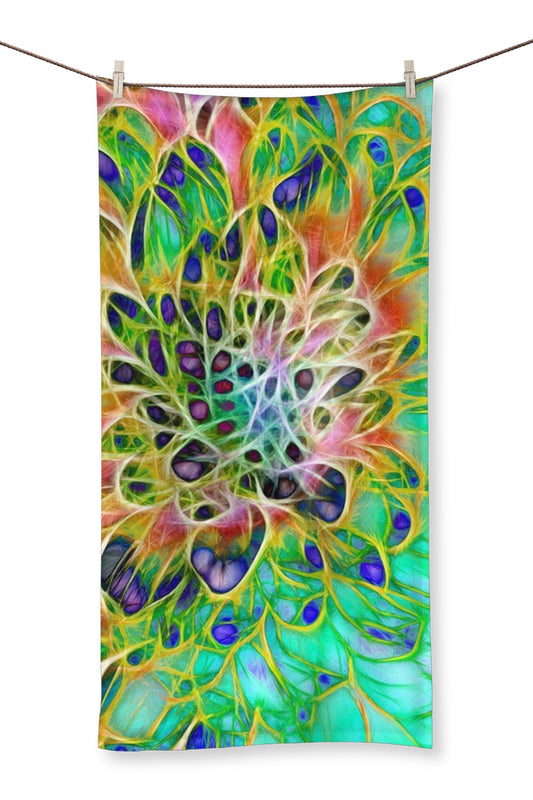 Abstract Peacock Chrysanthemum Towel