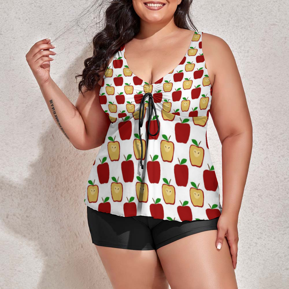 Apple Polkadots Custom Women's Plus Size Two Piece Swimsuit Stylish Swimwear