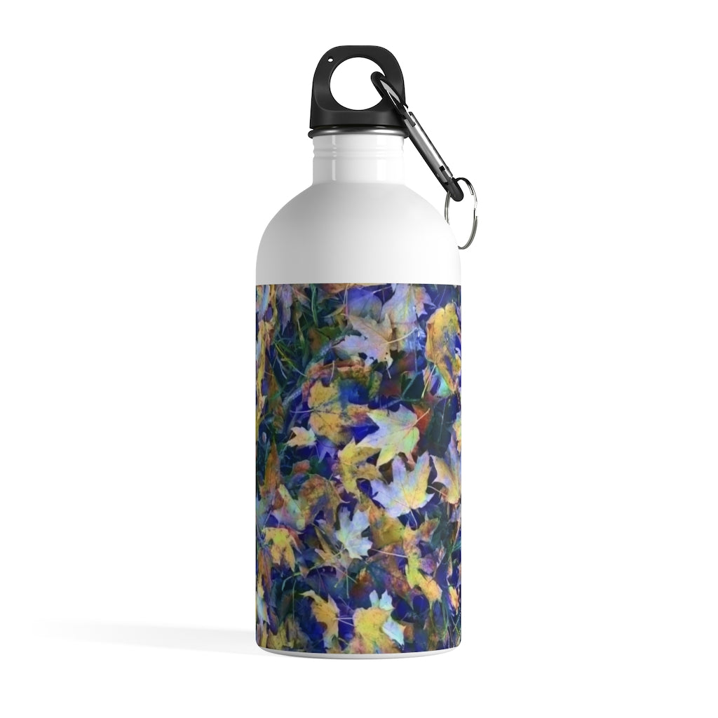 Late October Leaves In Blue Stainless Steel Water Bottle
