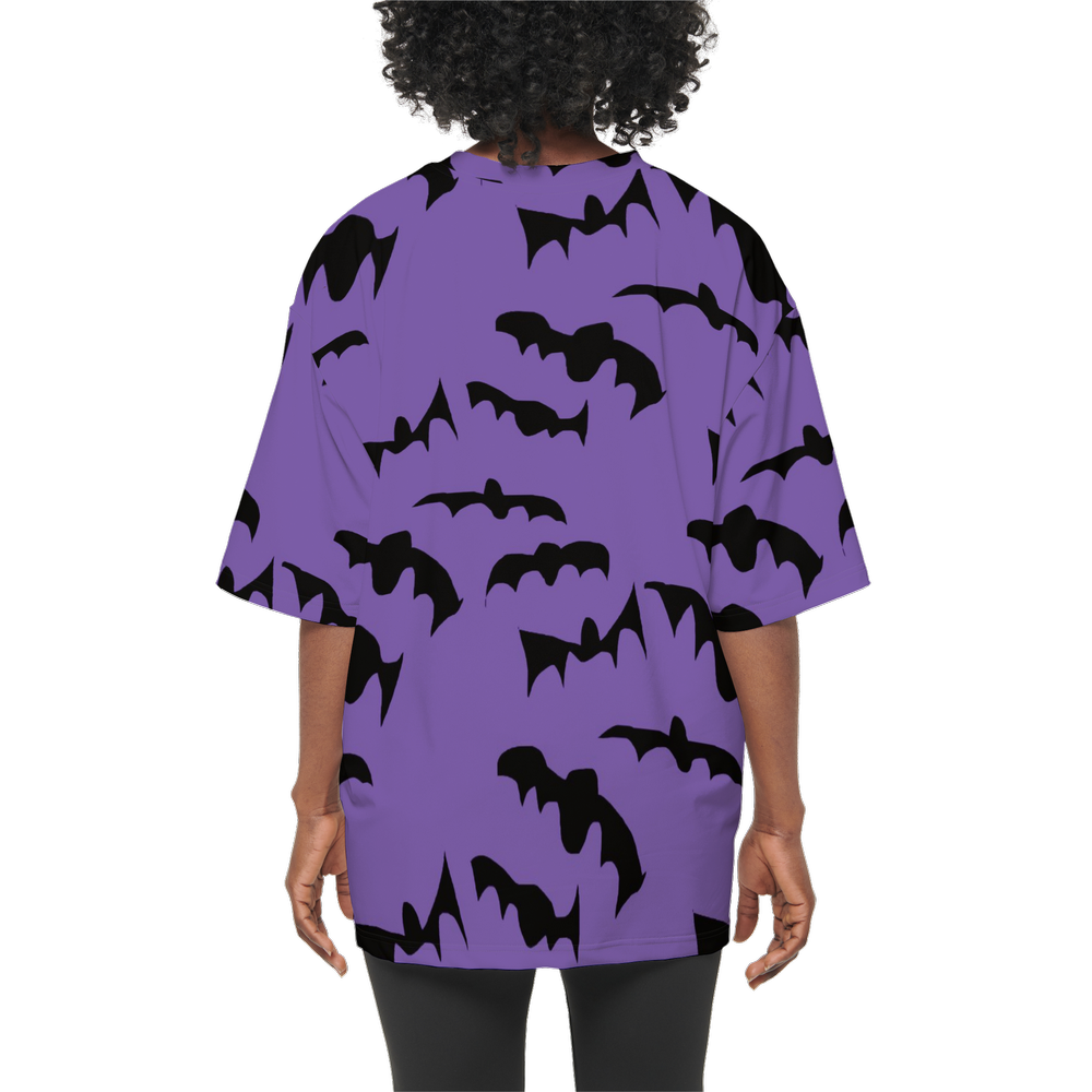 Bats Pattern Women’s Oversized Short-Sleeve T-Shirt-Heavyweight 225g