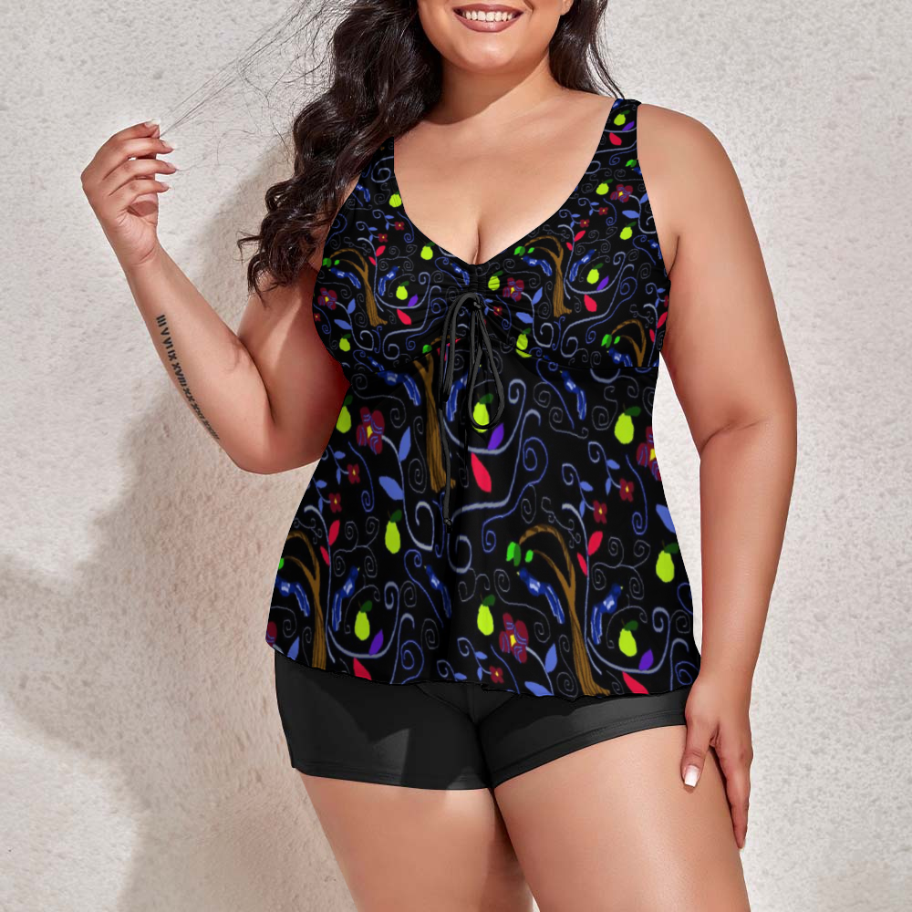 Birds and Scrolls Custom Women's Plus Size Two Piece Swimsuit Stylish Swimwear