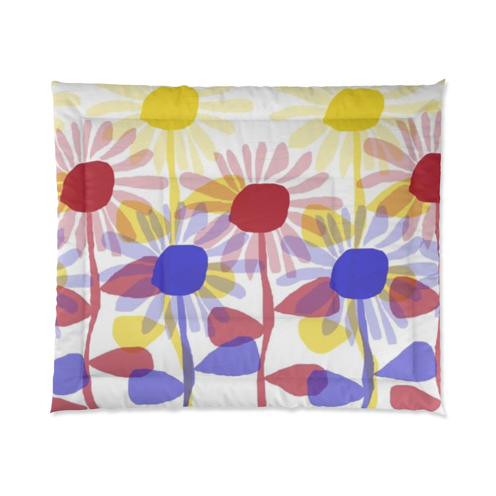 Red Yellow Blue Sunflowers Comforter