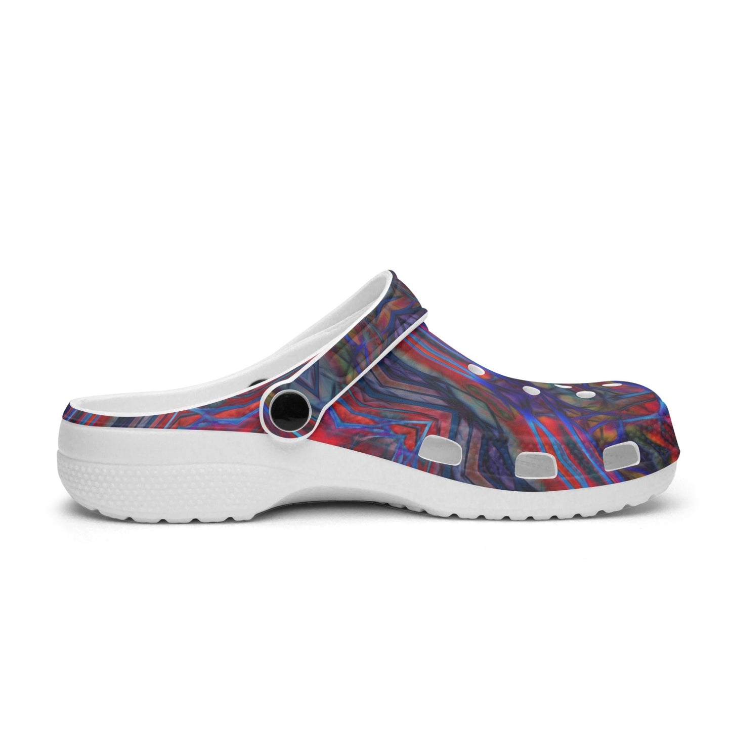 Dark Red and Blue Kaleidoscope 413. All Over Printed Clogs