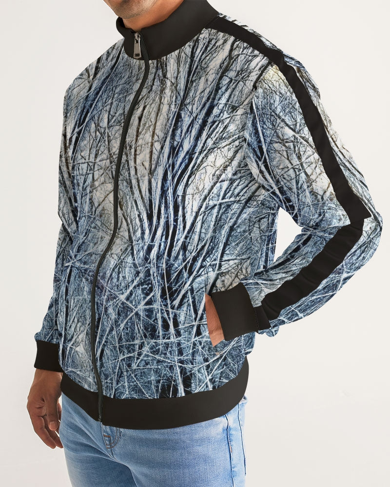 4 Oclock Winter Landscape Men's Stripe-Sleeve Track Jacket