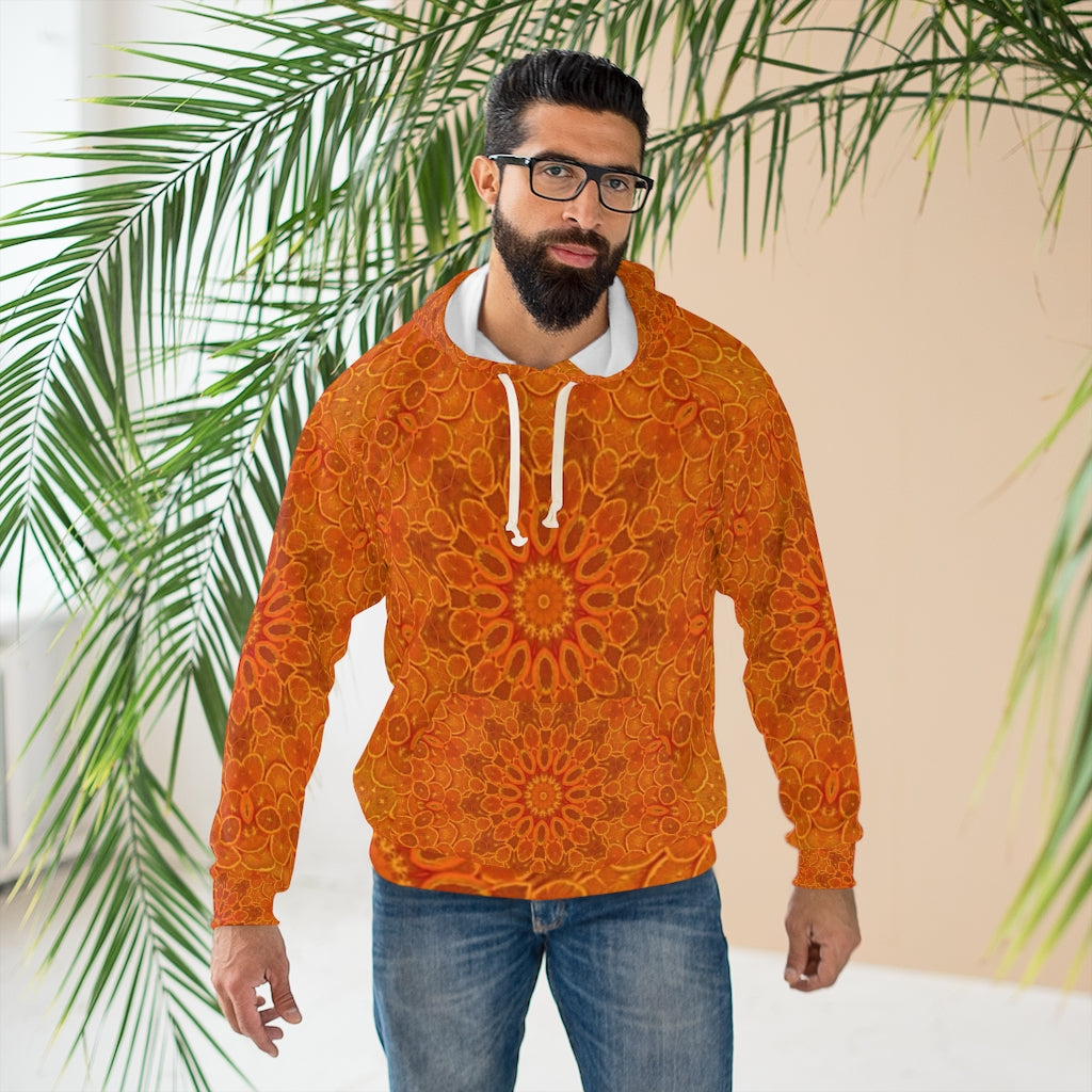 Orange Kaleidoscope AOP Unisex Pullover Hoodie