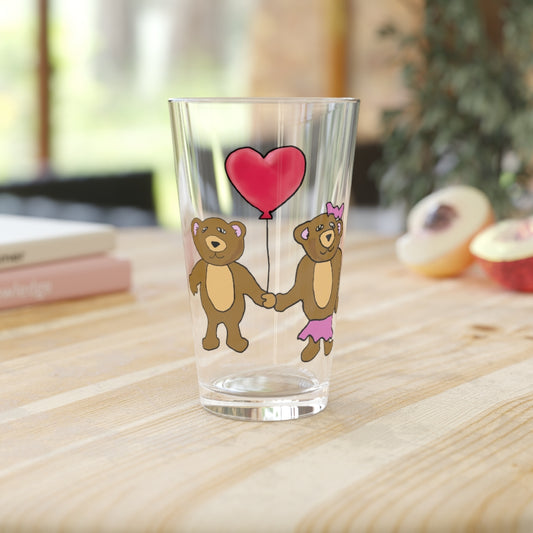 Teddy Bear Valentine Pint Glass, 16oz