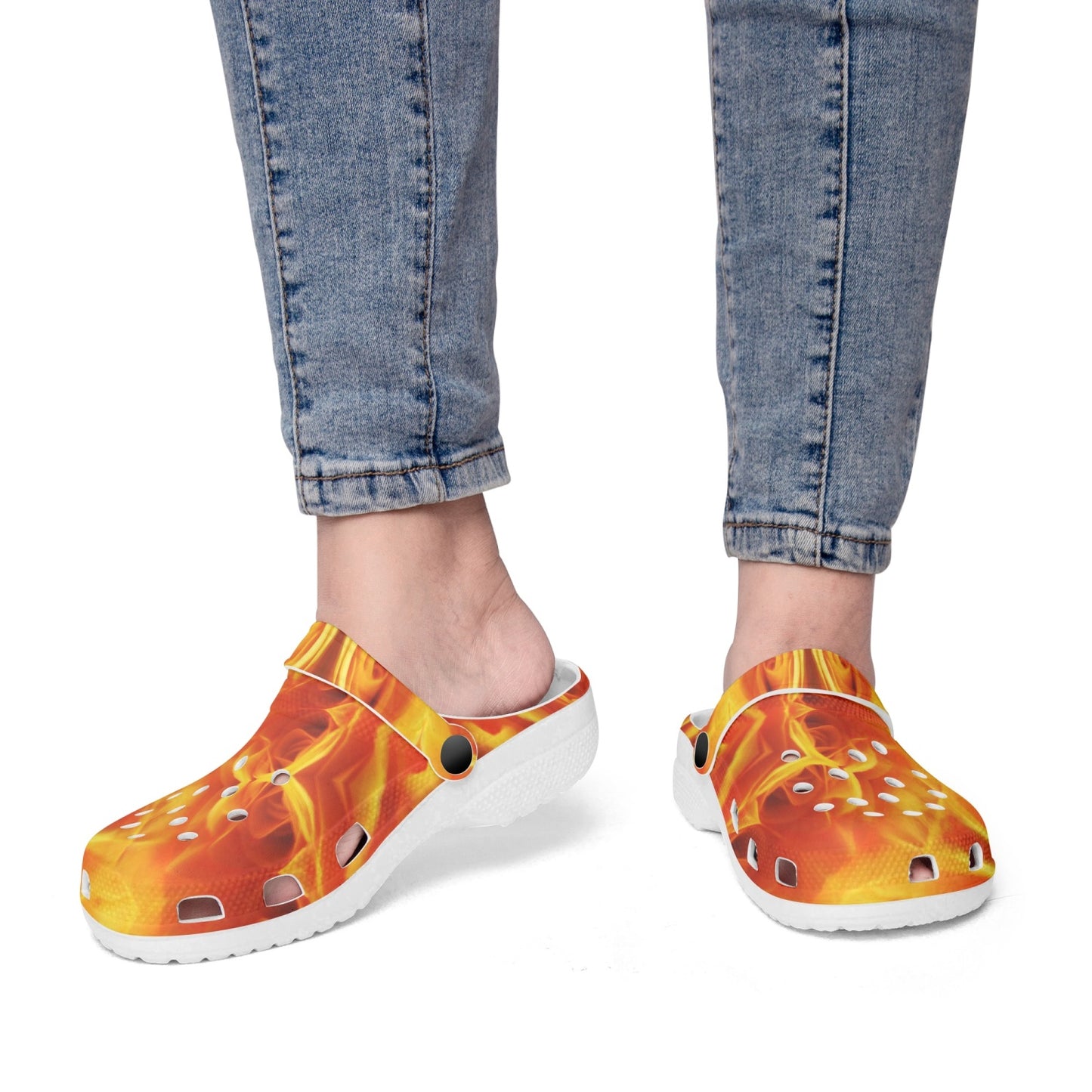 Orange Flower Kaleidoscope 413. All Over Printed Clogs