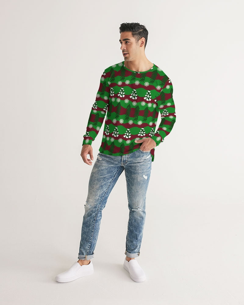 Snowy Evergreen Pattern Men's Long Sleeve Tee