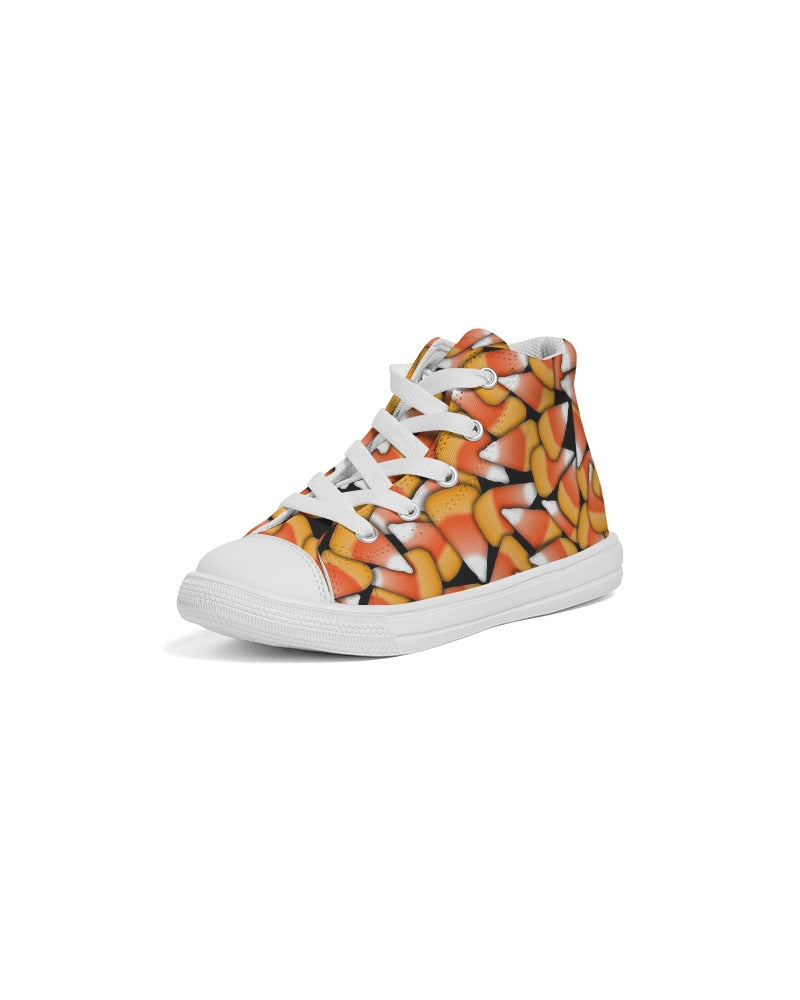 Candy Corn Pattern Kids Hightop Canvas Shoe