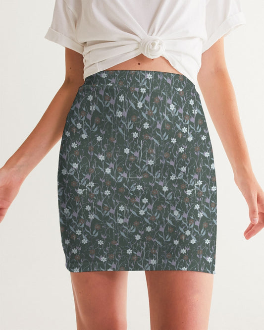 Violets On Gray Women's Mini Skirt