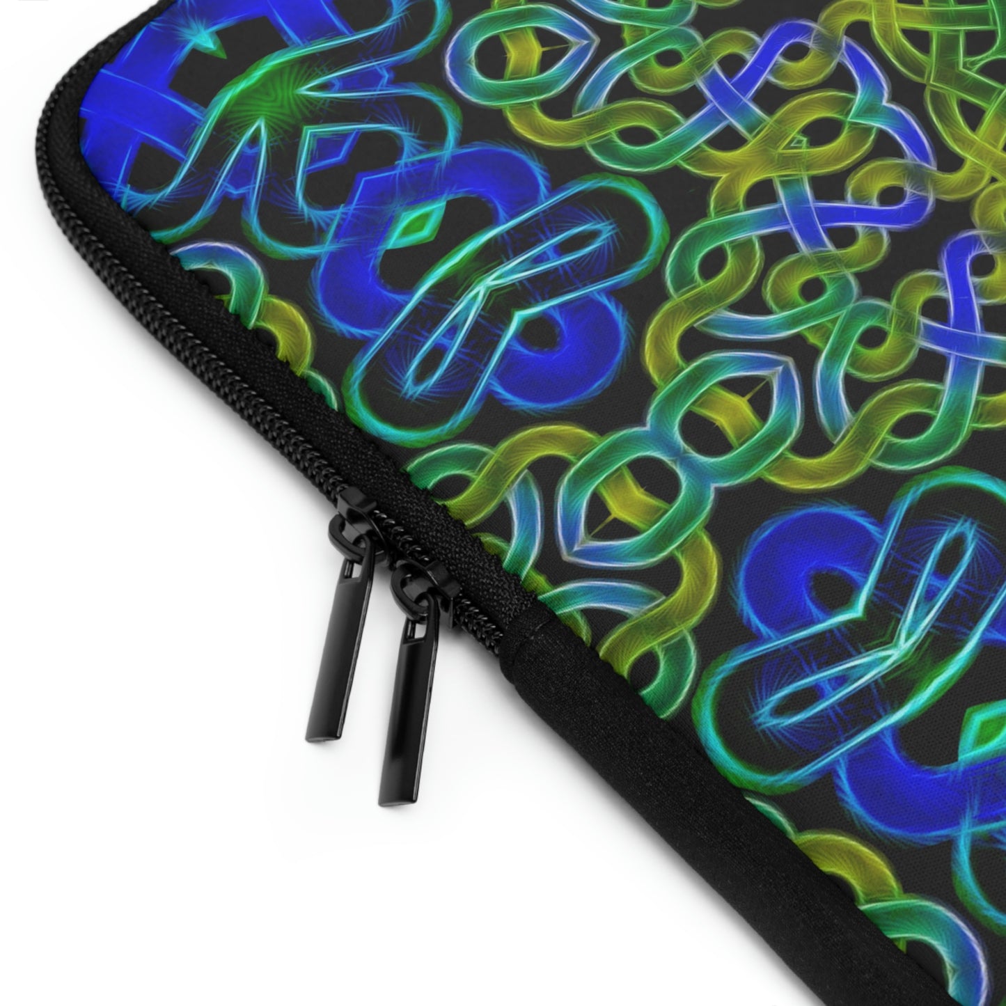 Blue Green Celtic Knot Pattern Laptop Sleeve