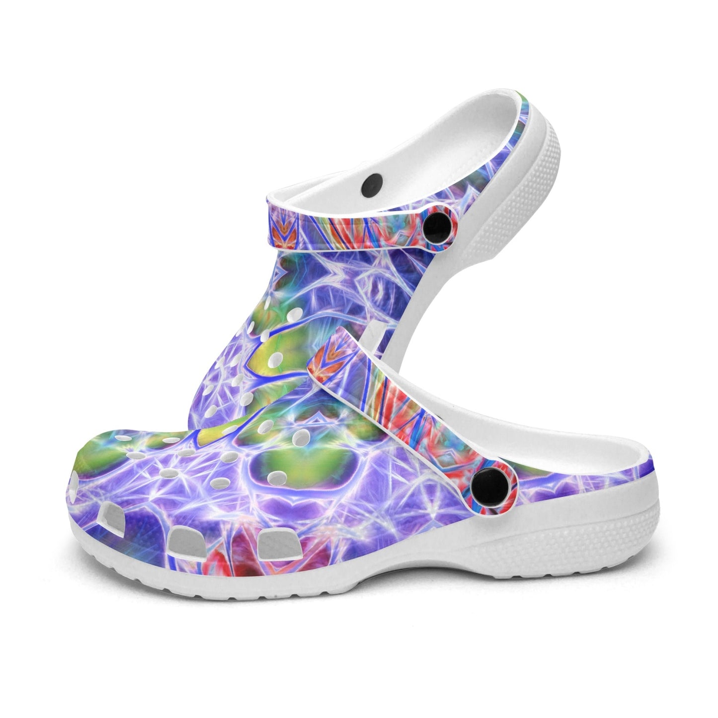 Blue Red Green Kaleidoscope 413. All Over Printed Clogs