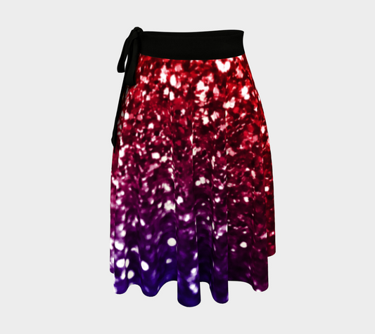 Rainbow Glitter Graphic Wrap Skirt