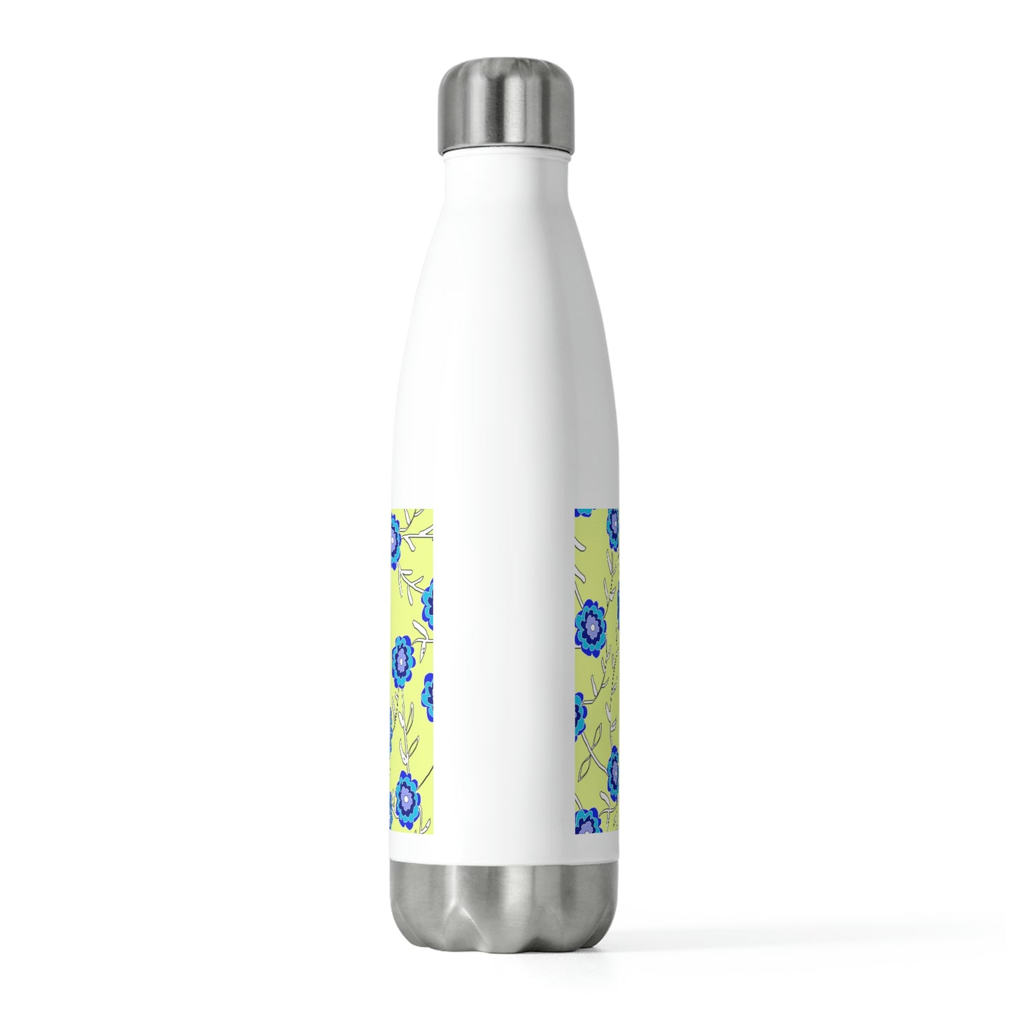 Blue Flowers On Yellow 20oz Insulated Bottle