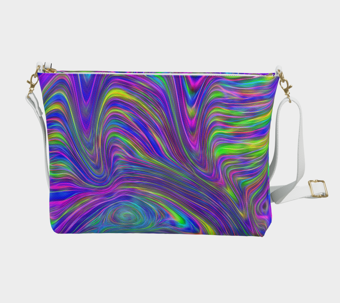 Abstract With Blue Vegan Crossbody Purse