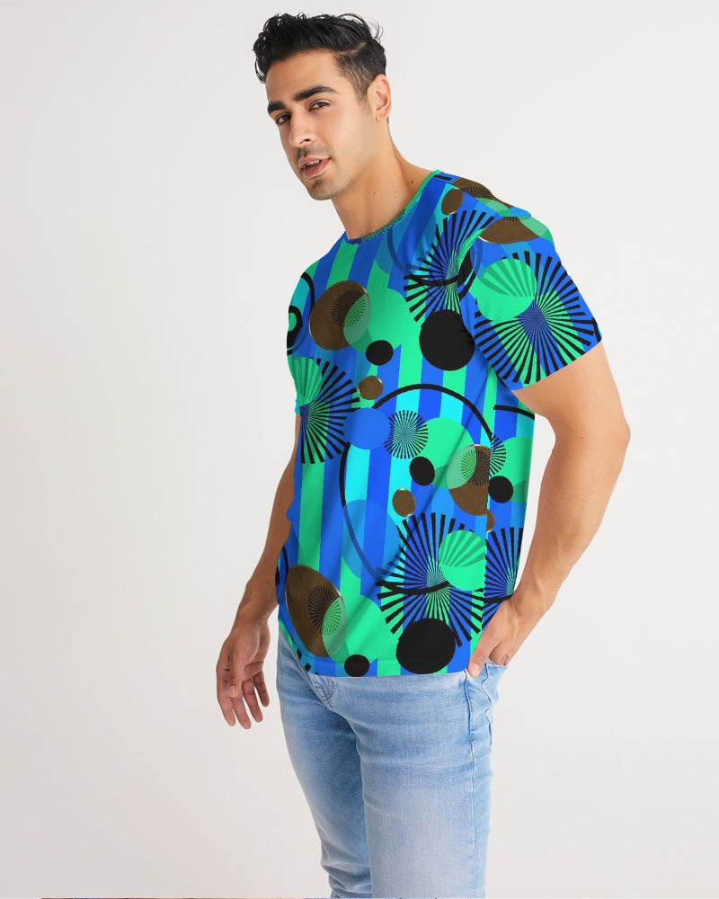 Blue Green Stripes and Dots Men's Tee