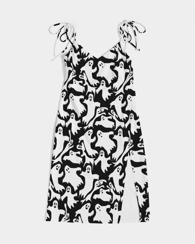 Ghosts Pattern Women's Tie Strap Split Dress